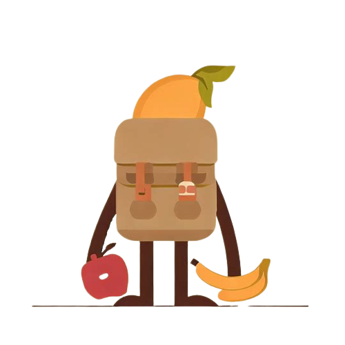 Minimalistic vector art of Knapsack problem with fruit